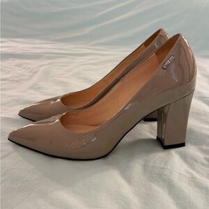 Patent Leather Grey Heels